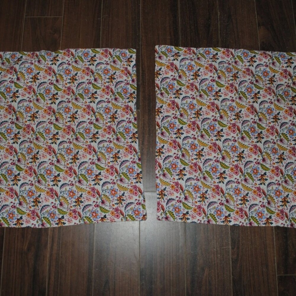 2 Ikea Alvine Gava Floral Cotton Pillow Cases 20" x 20" Square Zippered Washable
